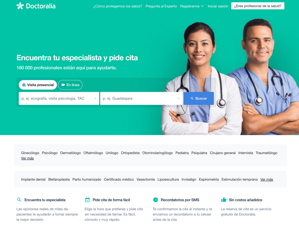 Doctoralia - sitio web para médicos